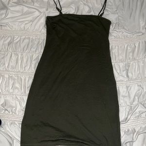 Olive green spaghetti strap mini dress